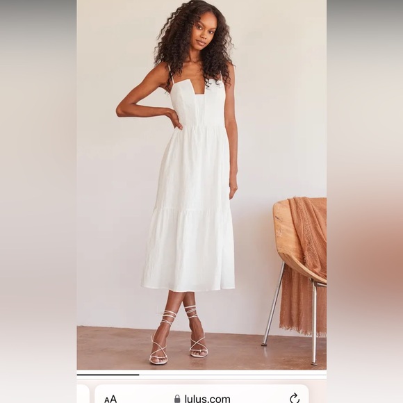 Lulus Simplicity and Sweetness White Sleeveless Tiered Midi Dress - Picture 1 of 5